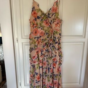 Lulus Floral Ruched Midi Dress